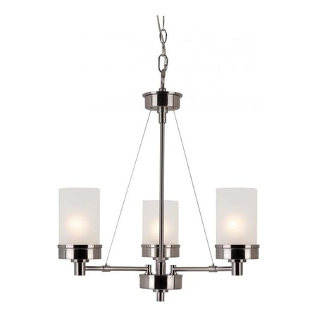 TRANS GLOBE Three Light Brushed Nickel White Frosted Glass Up Chandelier 70337 BN